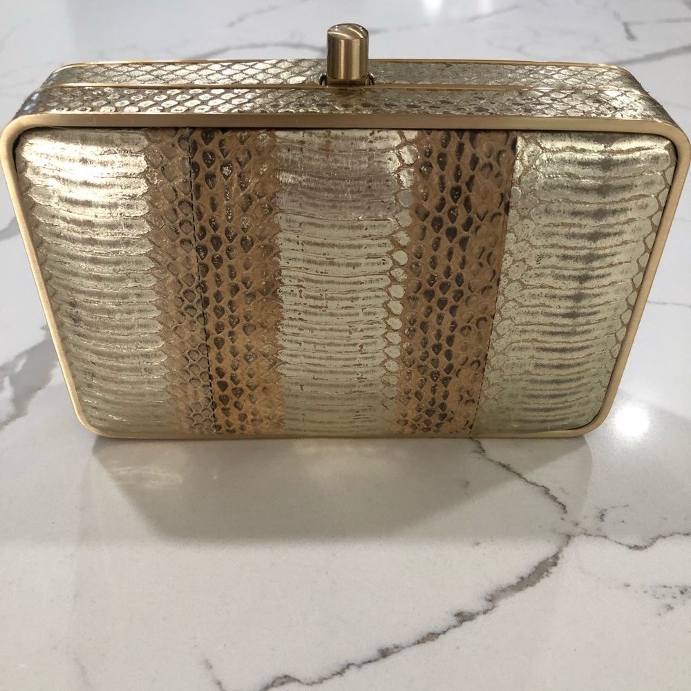 Rebecca Taylor Python Gold Clutch - image 2